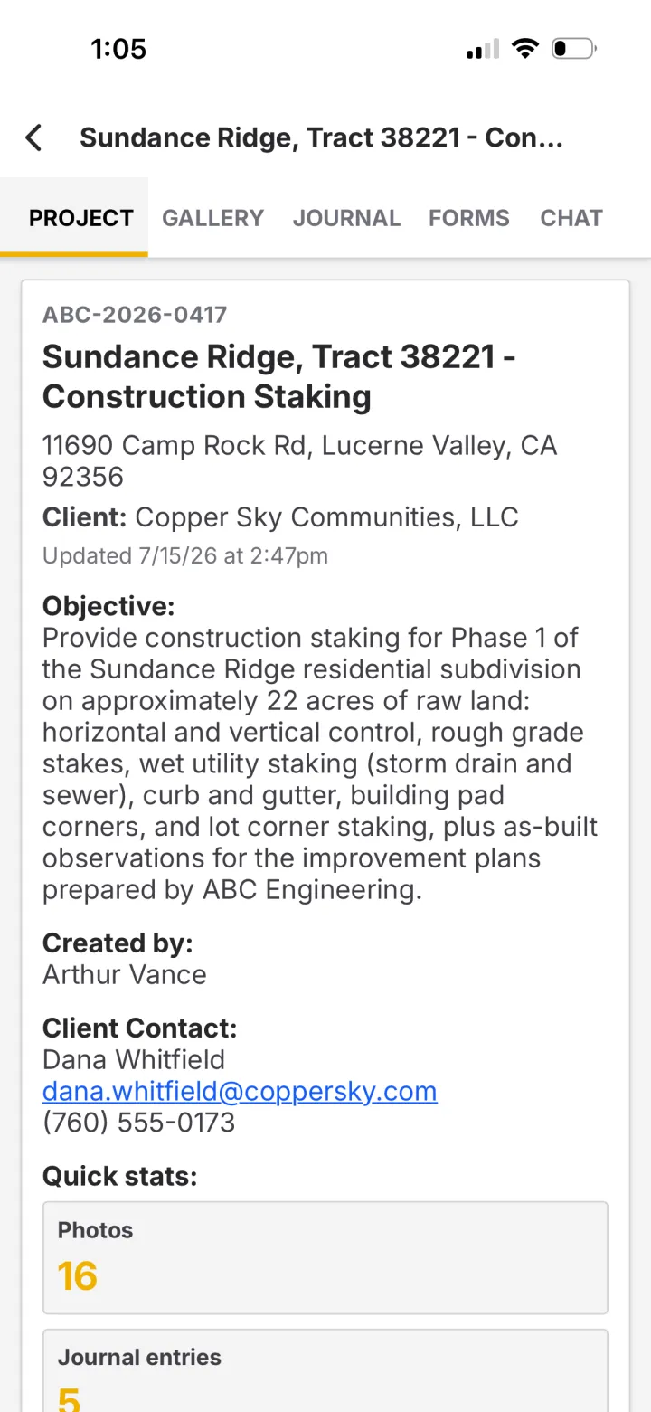 ZiaMap field app, Sundance Ridge project